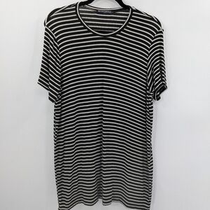 Brandy Melville Black and White Striped Short Sleeve Tee